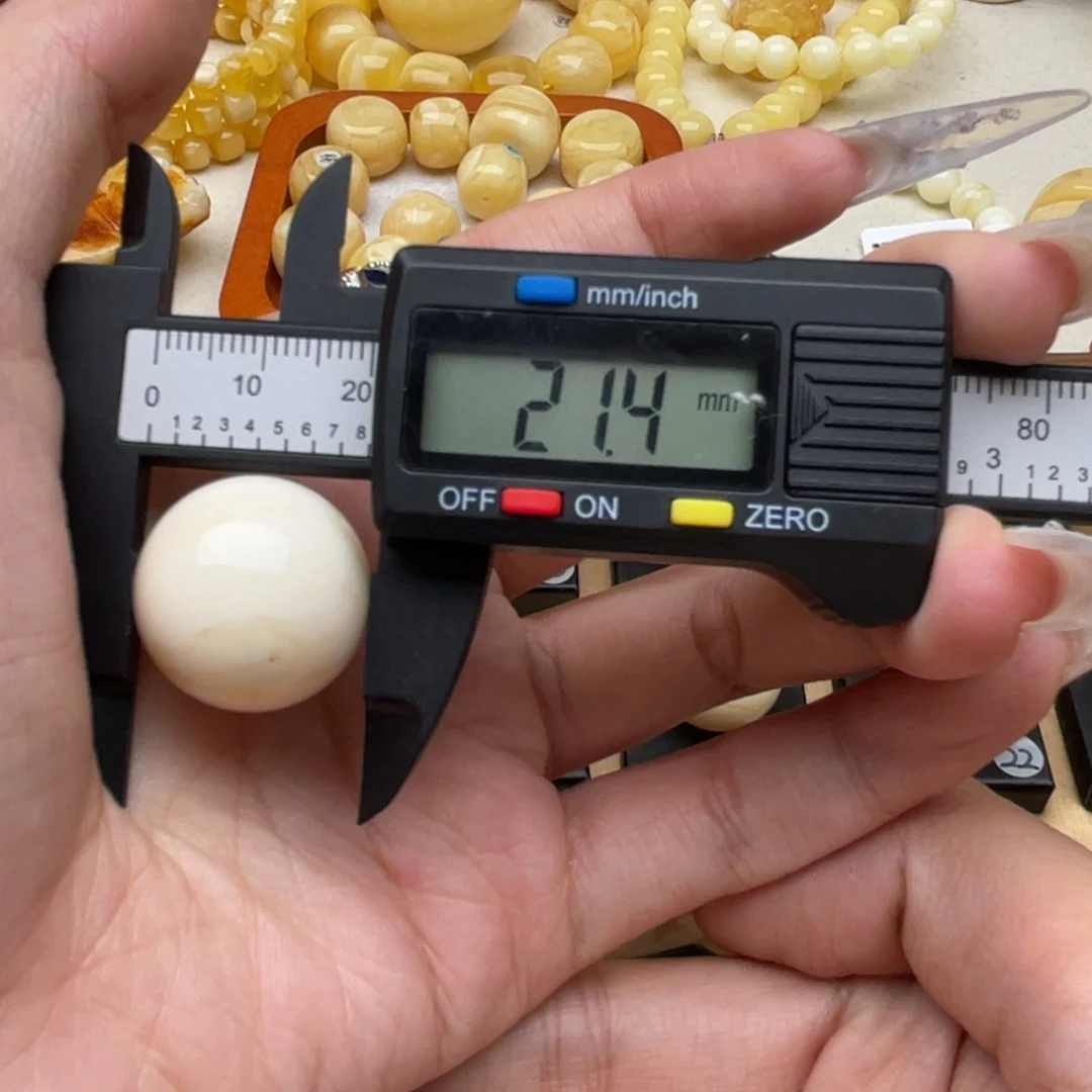 琥珀未镶嵌裸石蜜蜡圆珠微瑕静