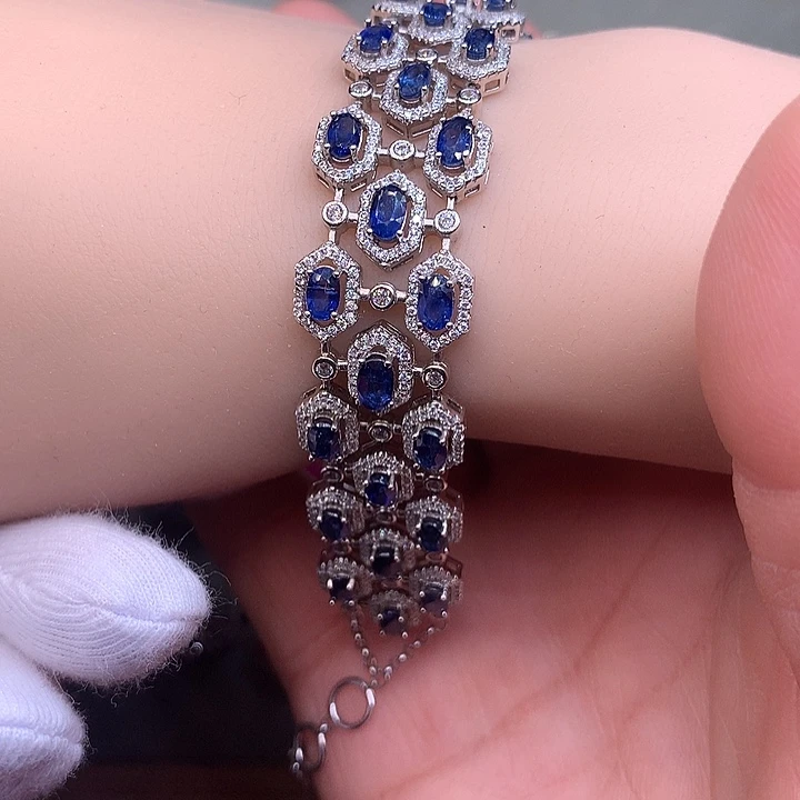 手链银S925镶嵌蓝宝石