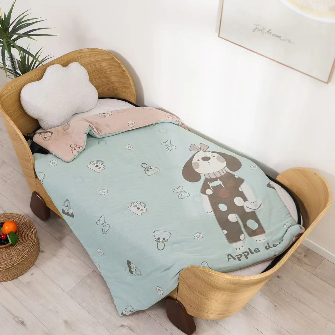 【蝴蝶狗】1.2米*1.5米纯棉双层纱春秋被AB可机洗加厚夹棉