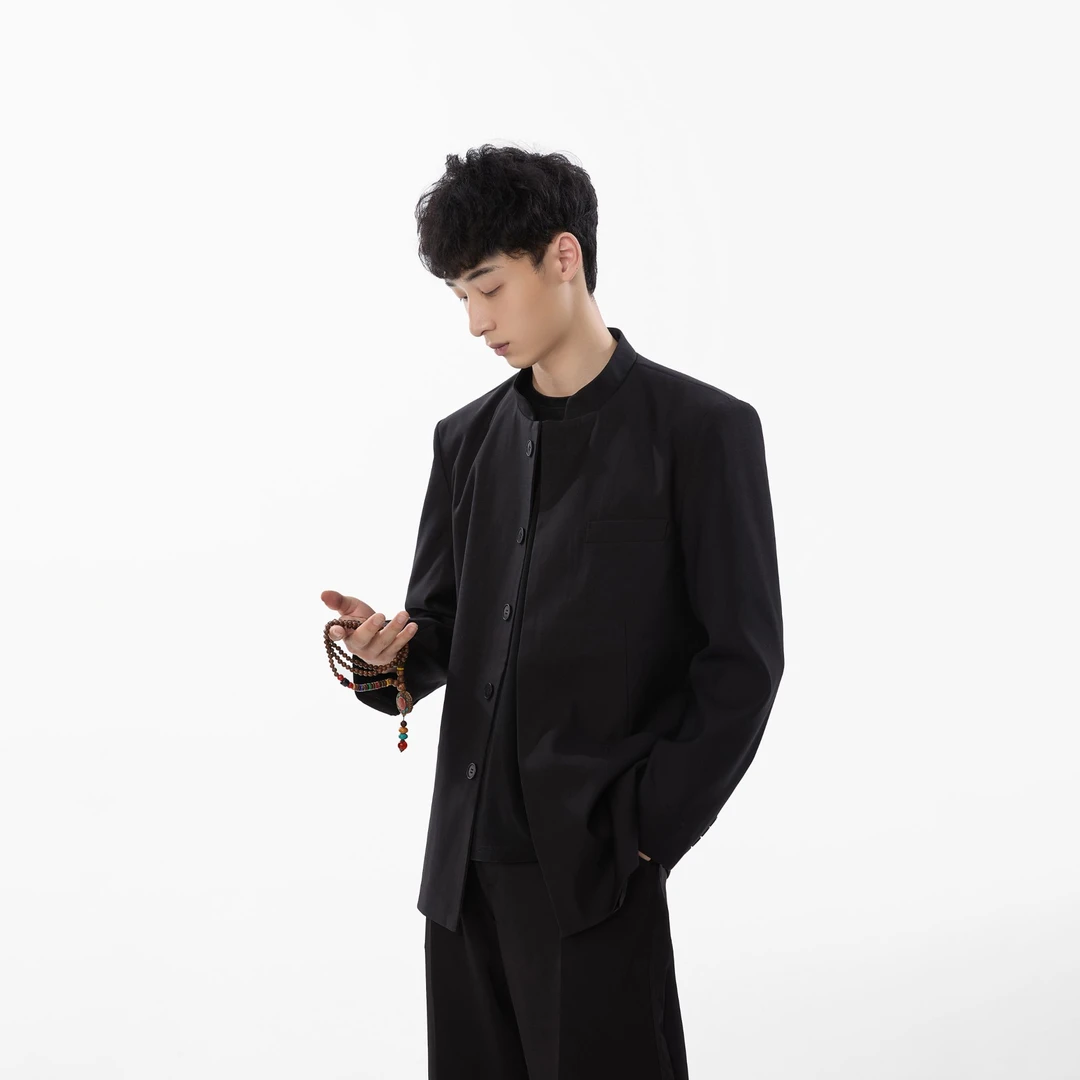 FANGWANG赵山河痞帅垫肩立领中山装新中式韩版西装外套男唐装西服