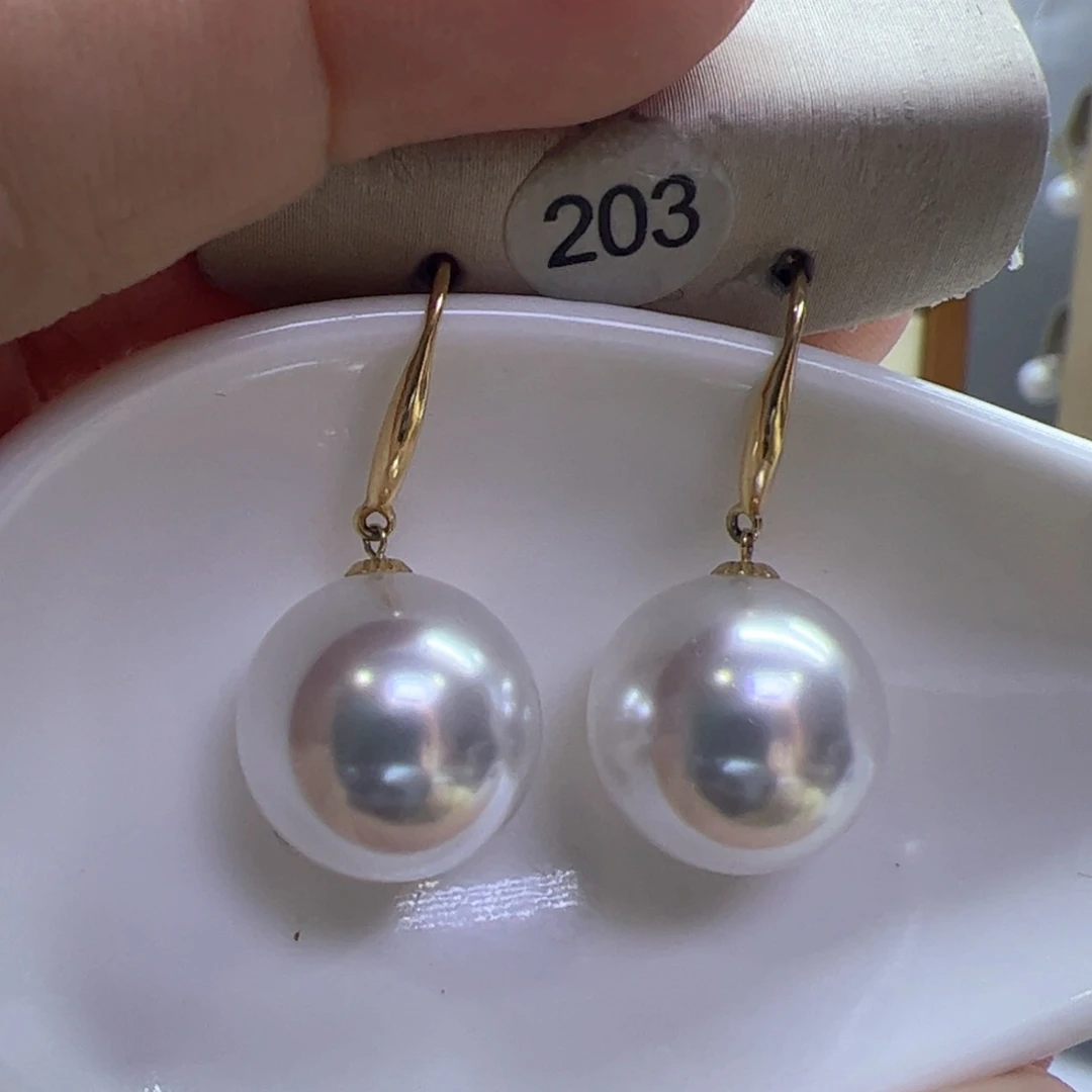 淡水珍珠耳饰18K金镶嵌