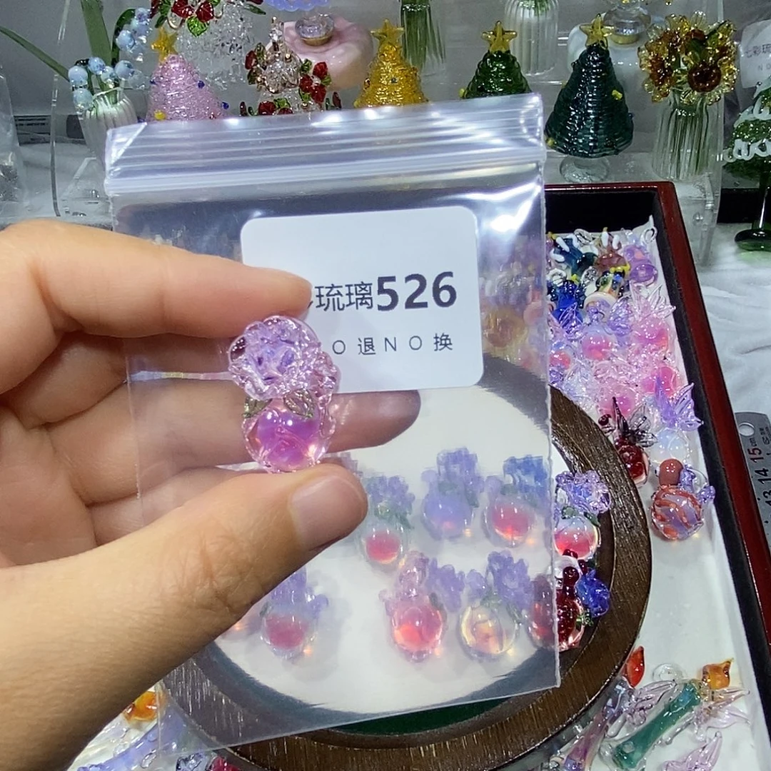 变***我玻璃吊坠（不含链）526玫瑰花心脏