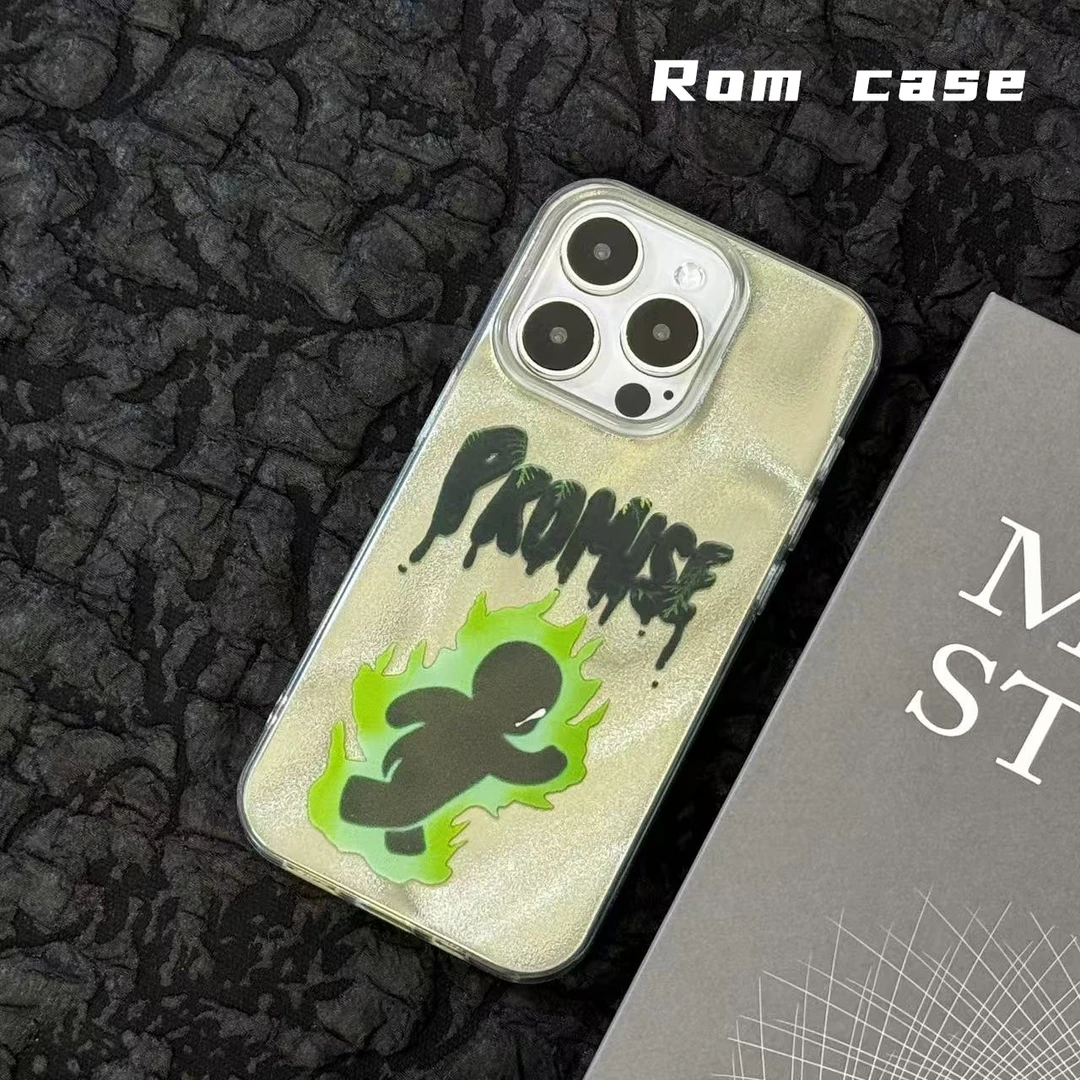 手机壳适用于苹果16p/15天堂男孩PE小众高级个性14新款潮流银褶皱