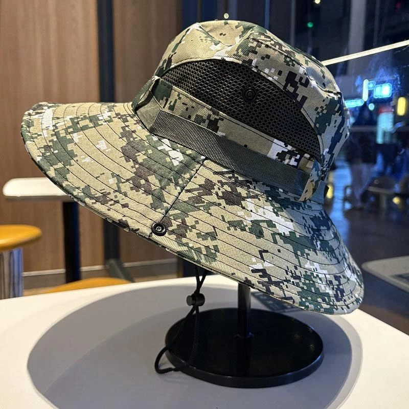 迷彩帽子男女遮阳夏季户外加大檐防晒防紫外线登山帽渔夫帽钓鱼帽