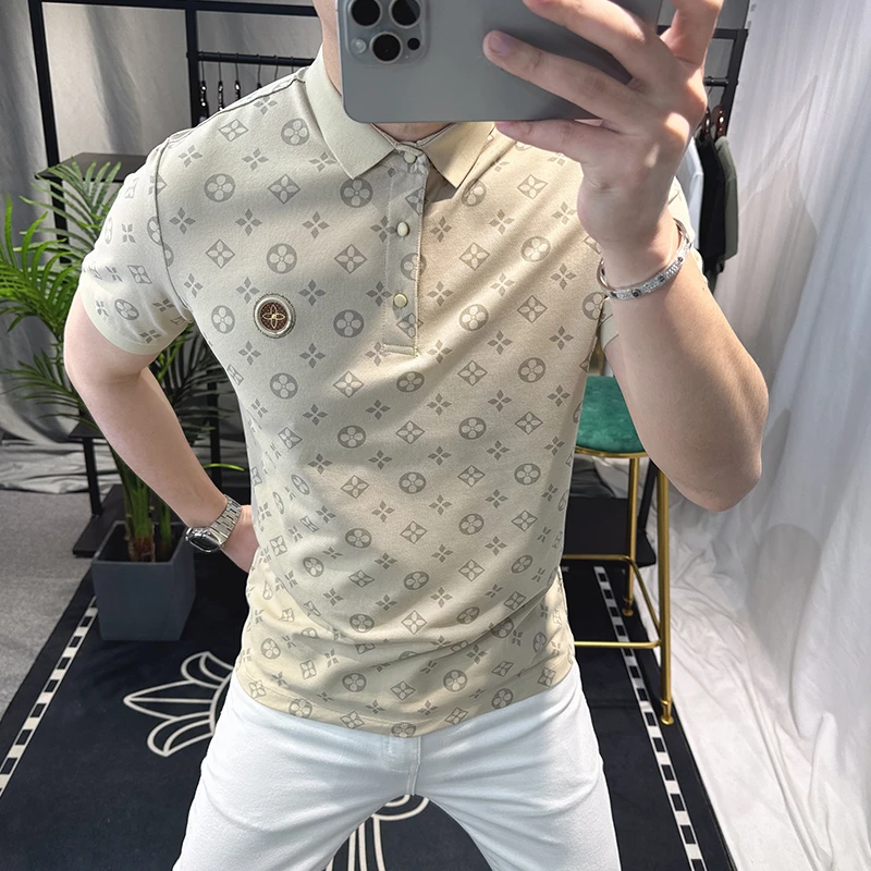 顿奇摩费涅夏季新款polo衫男士翻领短袖t恤高端印花时尚休闲帅气