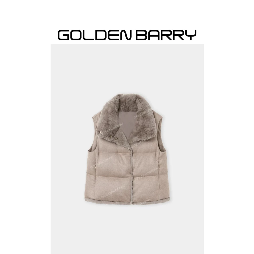 GOLDENBARRY|135046“雅绒坎”时尚绒感拼接毛领鹅绒