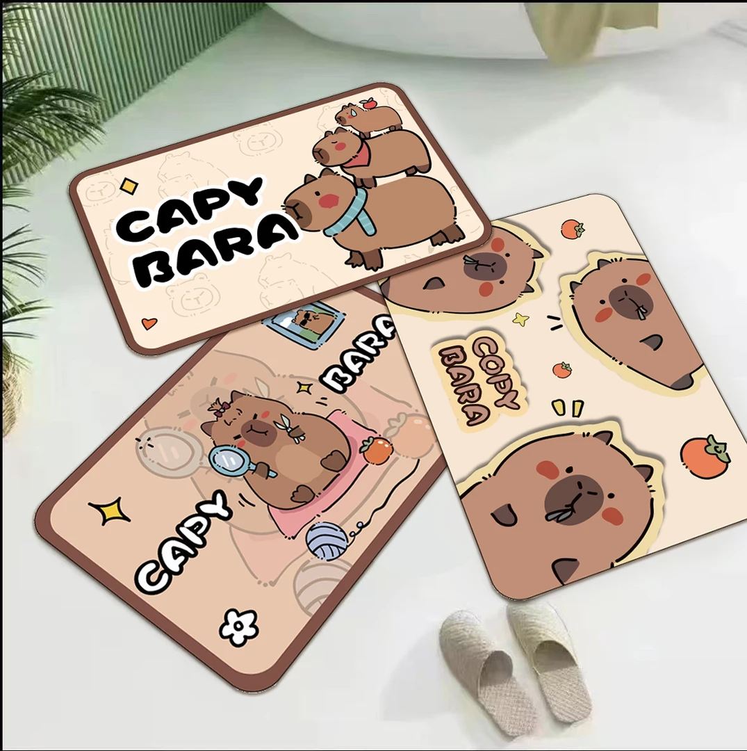 X卡皮巴拉 40*60cm三块装卡通家用硅藻泥吸水地垫 台面隔热沥水垫