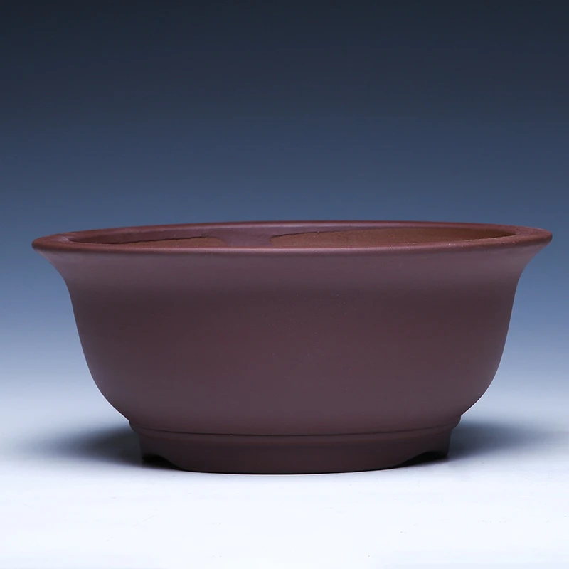 紫砂花盆宜兴陶瓷透气圆形大口径简约客厅盆栽紫砂盆特价