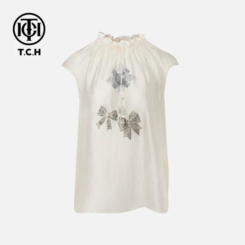 TCH私服烫钻工艺新时尚淑女百搭新潮流背心女T75B03E1006轻奢tch