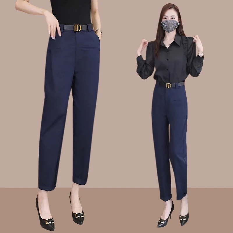 镰刀裤女2025春秋新款高腰时尚西装九分裤垂感宽松休闲爆款女裤子
