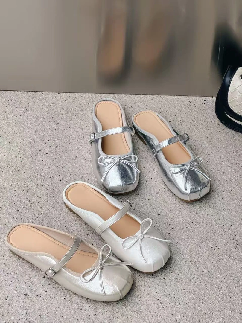 百搭复古拖鞋女外穿蝴蝶结时尚包头拖夏季凉拖7597