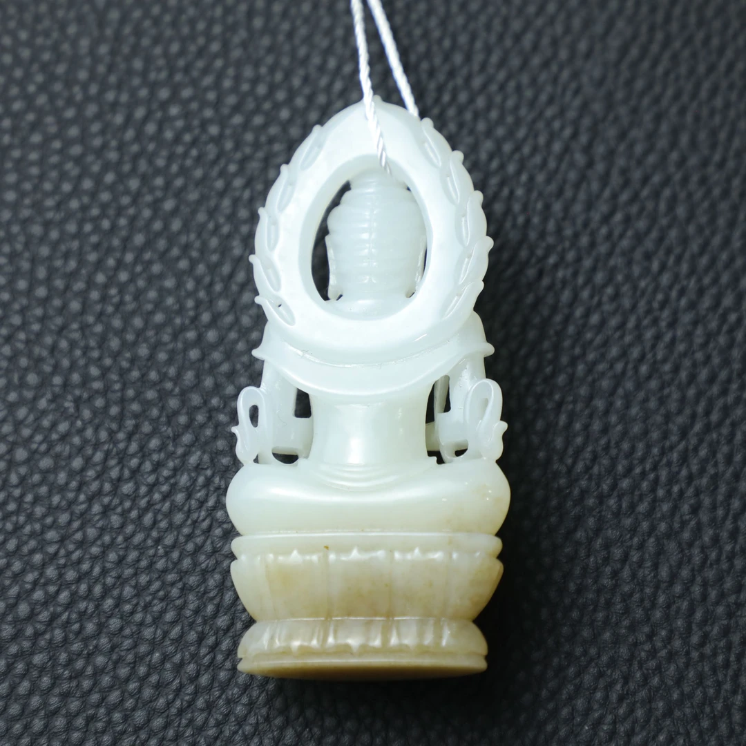 TCWWA06933清晚和田白玉菩萨造像