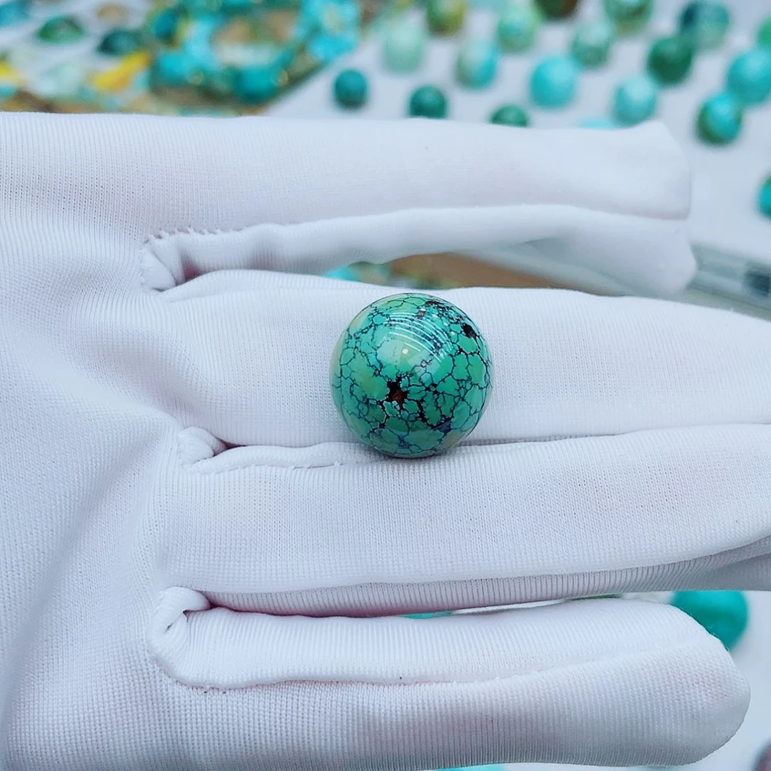 绿松石未镶嵌珠宝奇石菜籽网花圆珠16.3