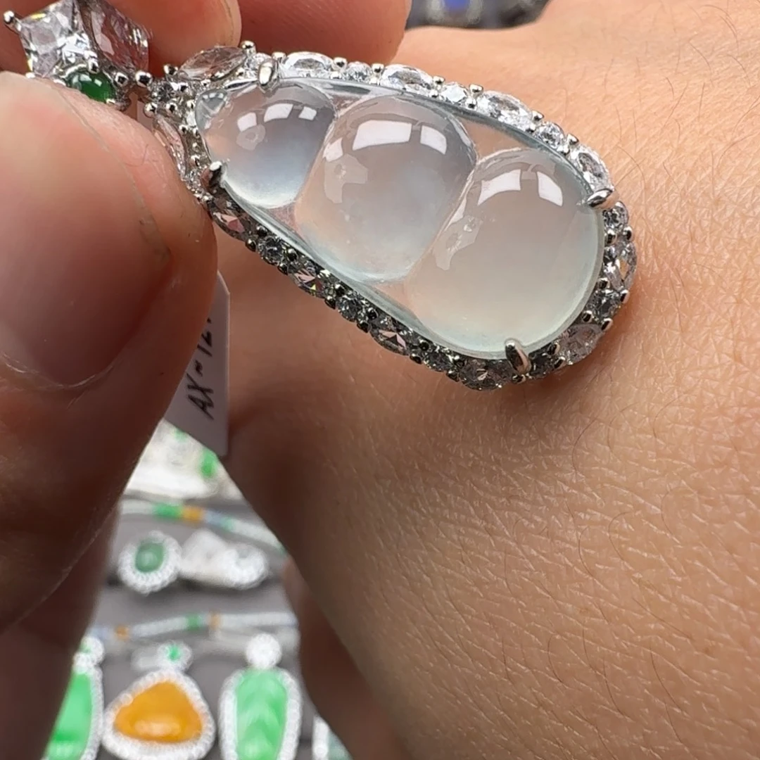 翡翠银S925镶嵌戒指天然缅甸翡翠A货