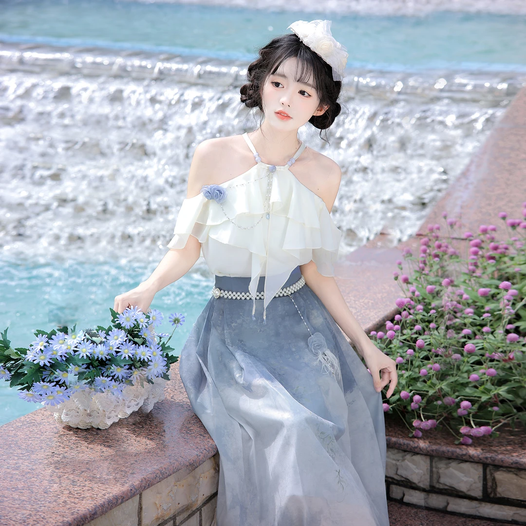 观南桥【紫藤寄云川】汉服女中国风日常汉服汉元素上衣半裙套装9204