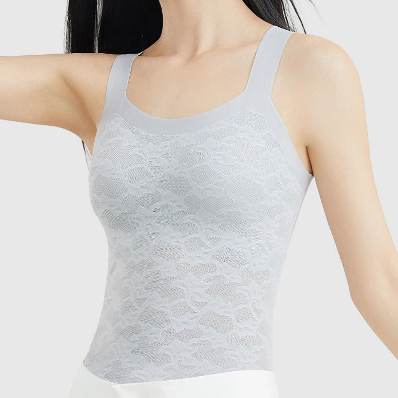 娜家吊带背带胸垫无钢圈舒适夏季女蕾丝背心NJJC（6021）