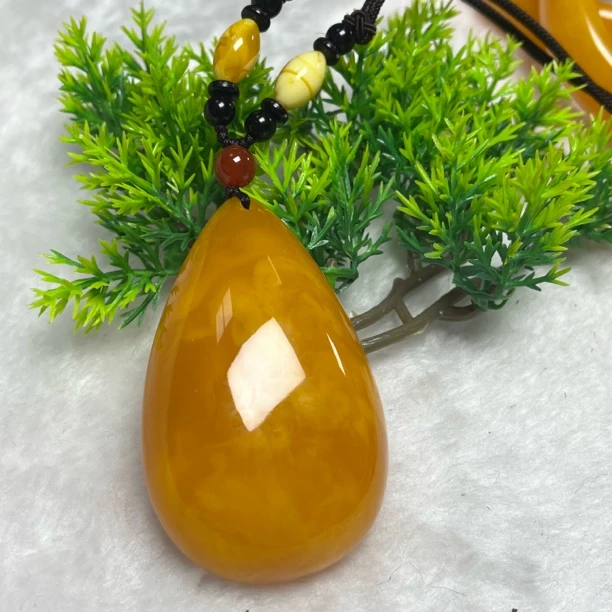 W133 【藏收级】藏族精工打磨 深色双面水滴吊坠毛衣链