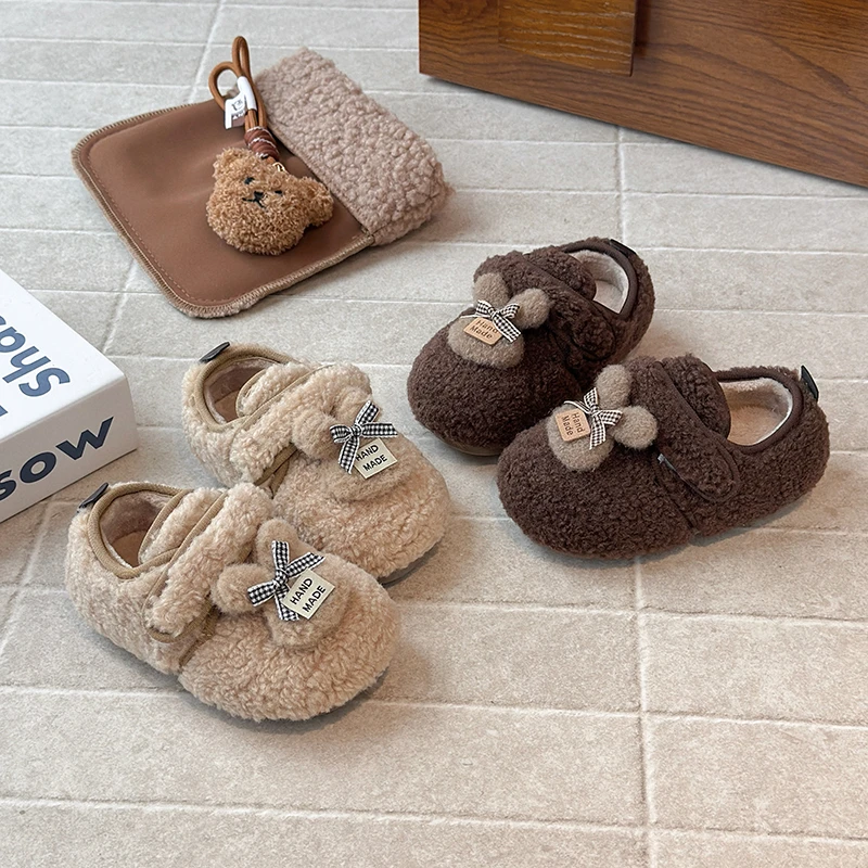 女童毛毛鞋2025冬季加绒棉鞋儿童鞋女孩保暖公主鞋宝宝全包豆豆鞋