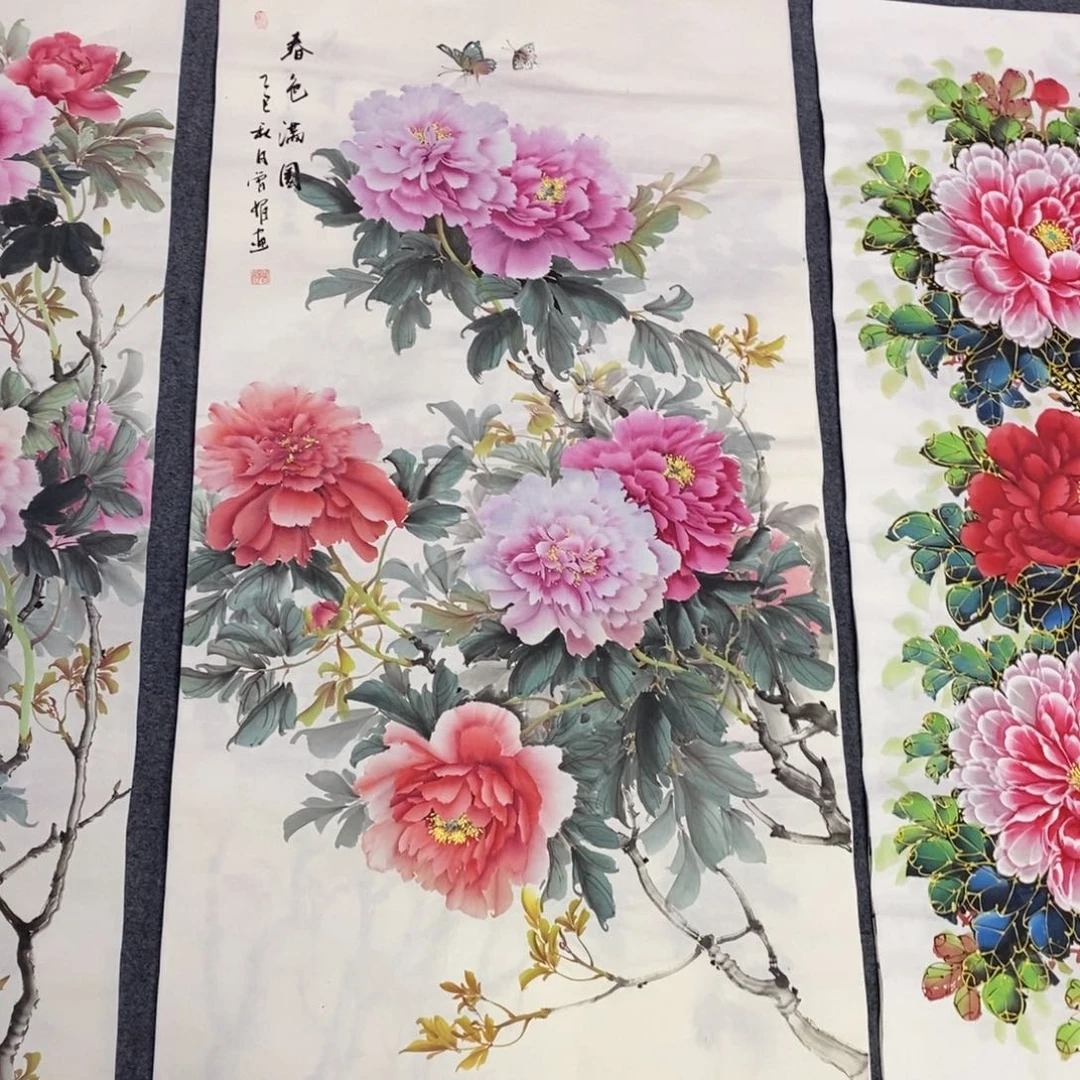 国画天**月尺寸140✖️70四尺精品手绘小写意牡丹