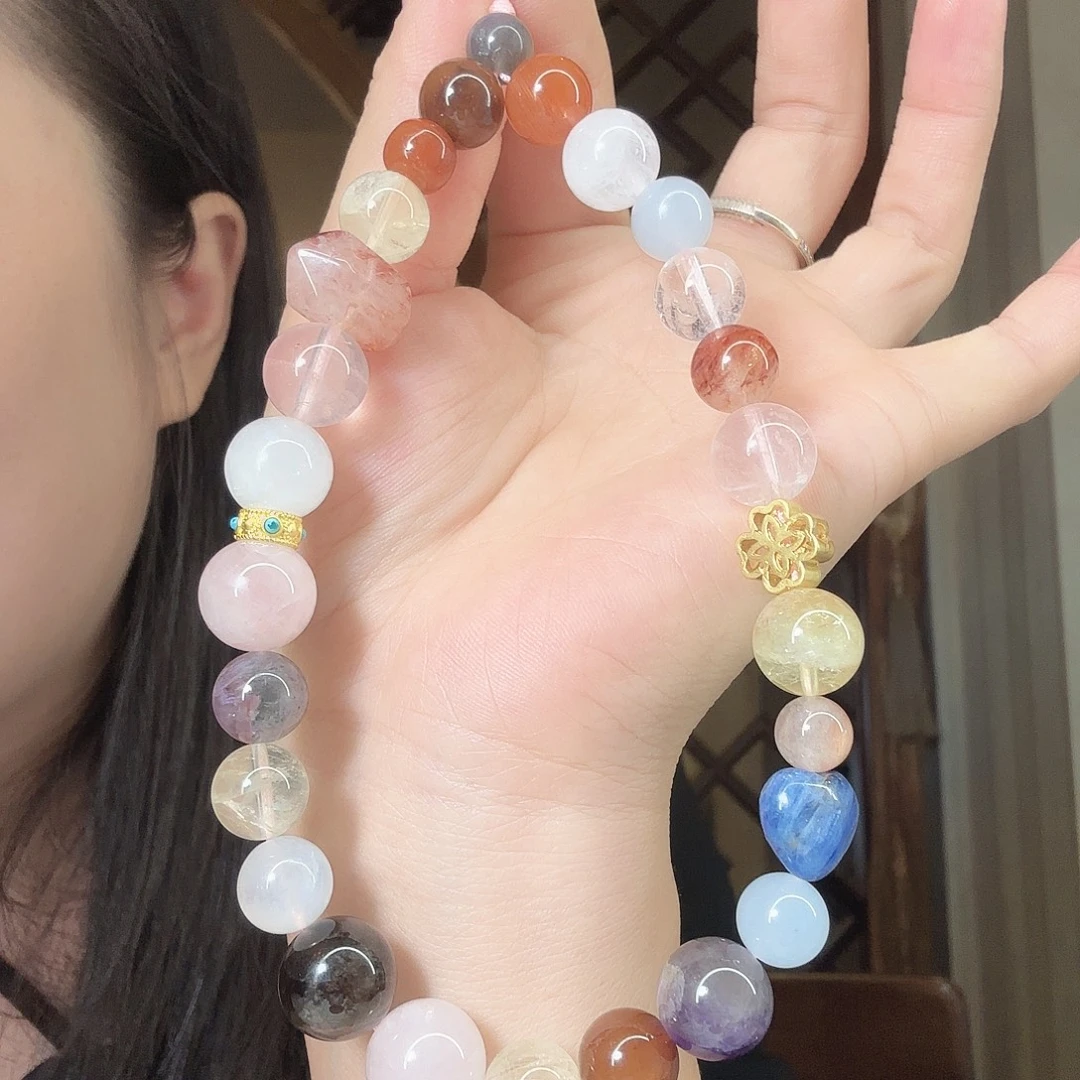 花****珠宝半成品水晶合金多宝手机链