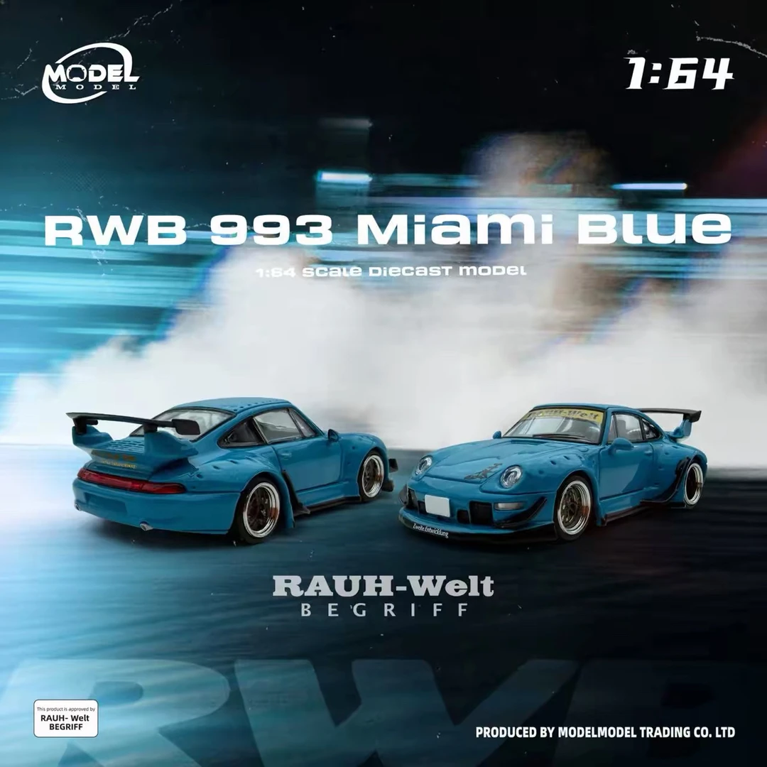ModelModel保时捷911 993 RWB正版授权迈阿密蓝 磨砂蜜桃粉64车模