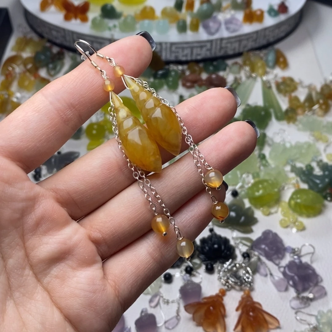 蛇纹石玉合金耳饰/颈饰