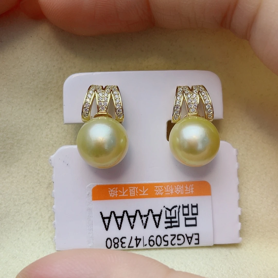 耳饰银S925镶嵌海水珍珠w35