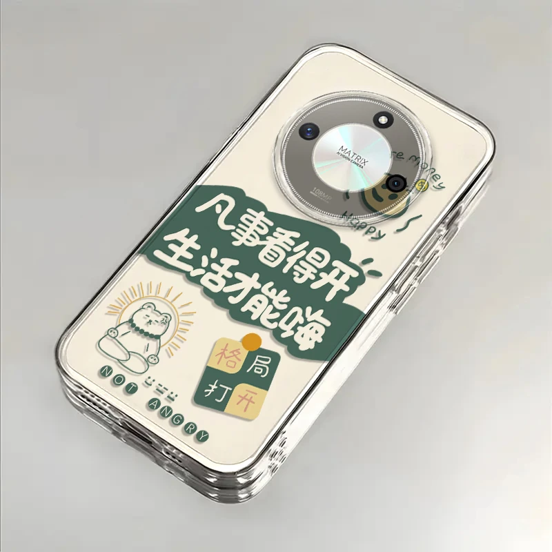 凡事看得开适用荣耀x50手机壳荣耀x50i防摔全包透明保护套可爱软