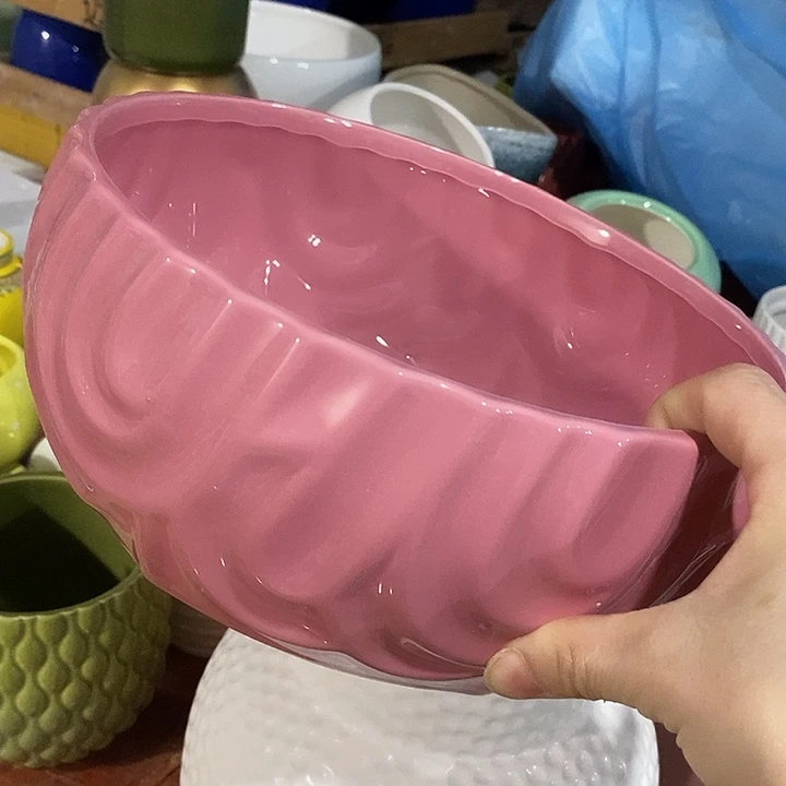 陶摆件陶瓷花盆有孔 瑕疵介意勿拍