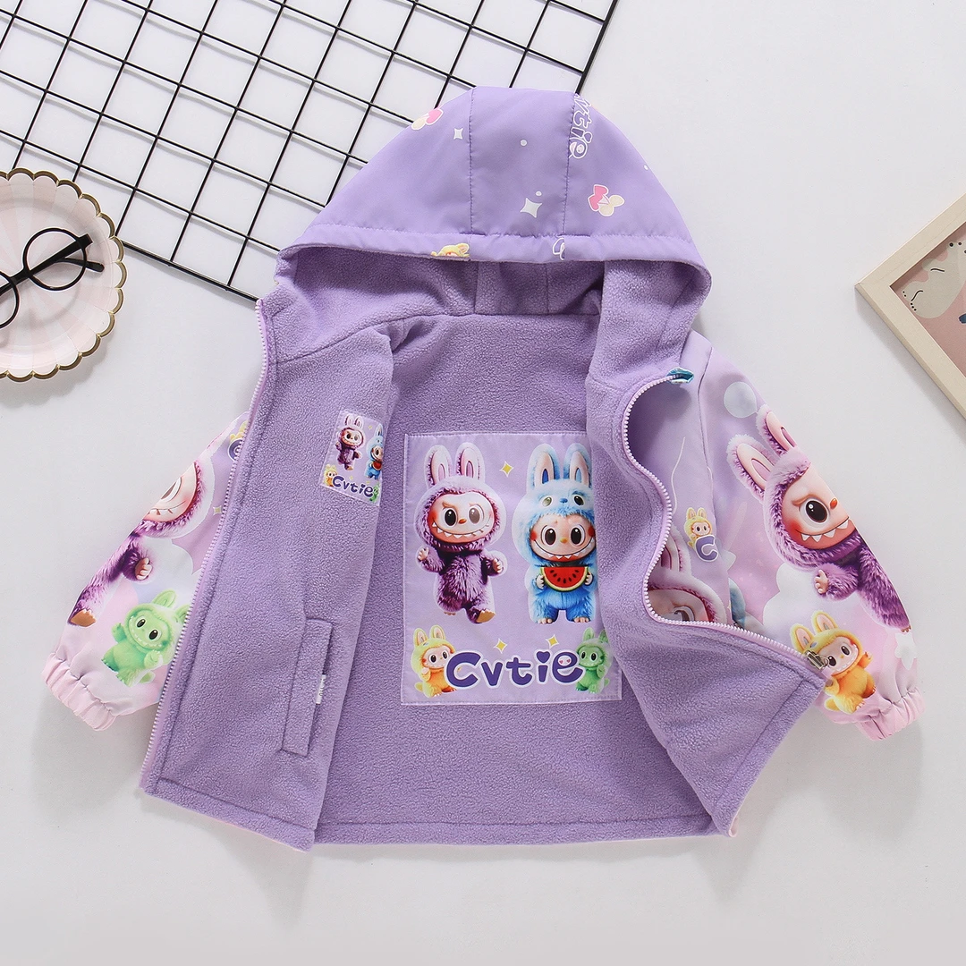 2025新款拉布布宝宝摇粒绒外套双面穿童装秋季抓绒防风衣加绒上衣
