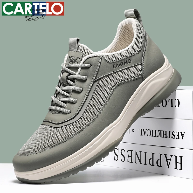 卡帝乐鳄鱼真皮牛皮男士皮鞋春夏透气网面软底防滑时尚百搭休闲鞋