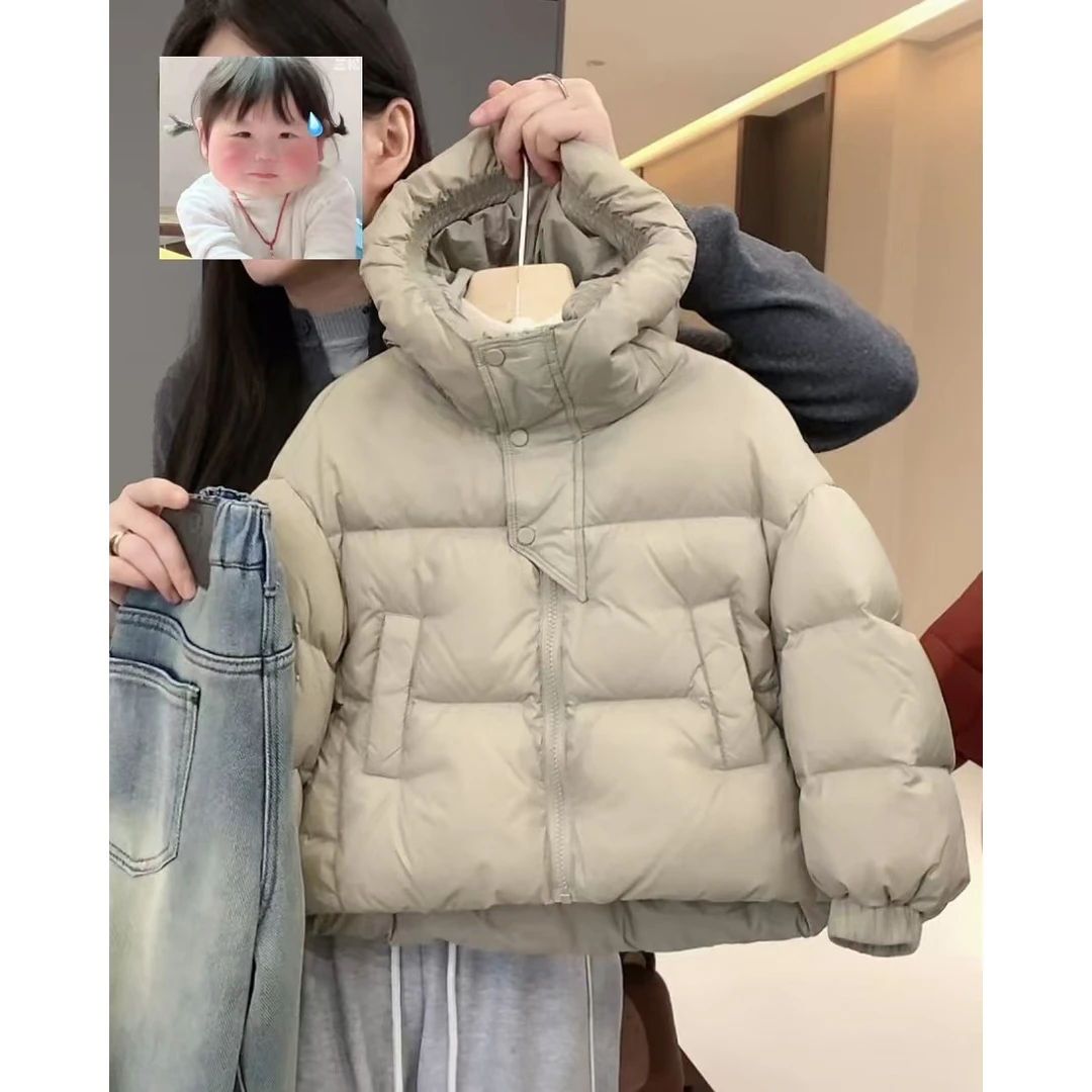 【小首尔】男女童冬季简约韩版保暖加厚纯色连帽棉服HBB6592