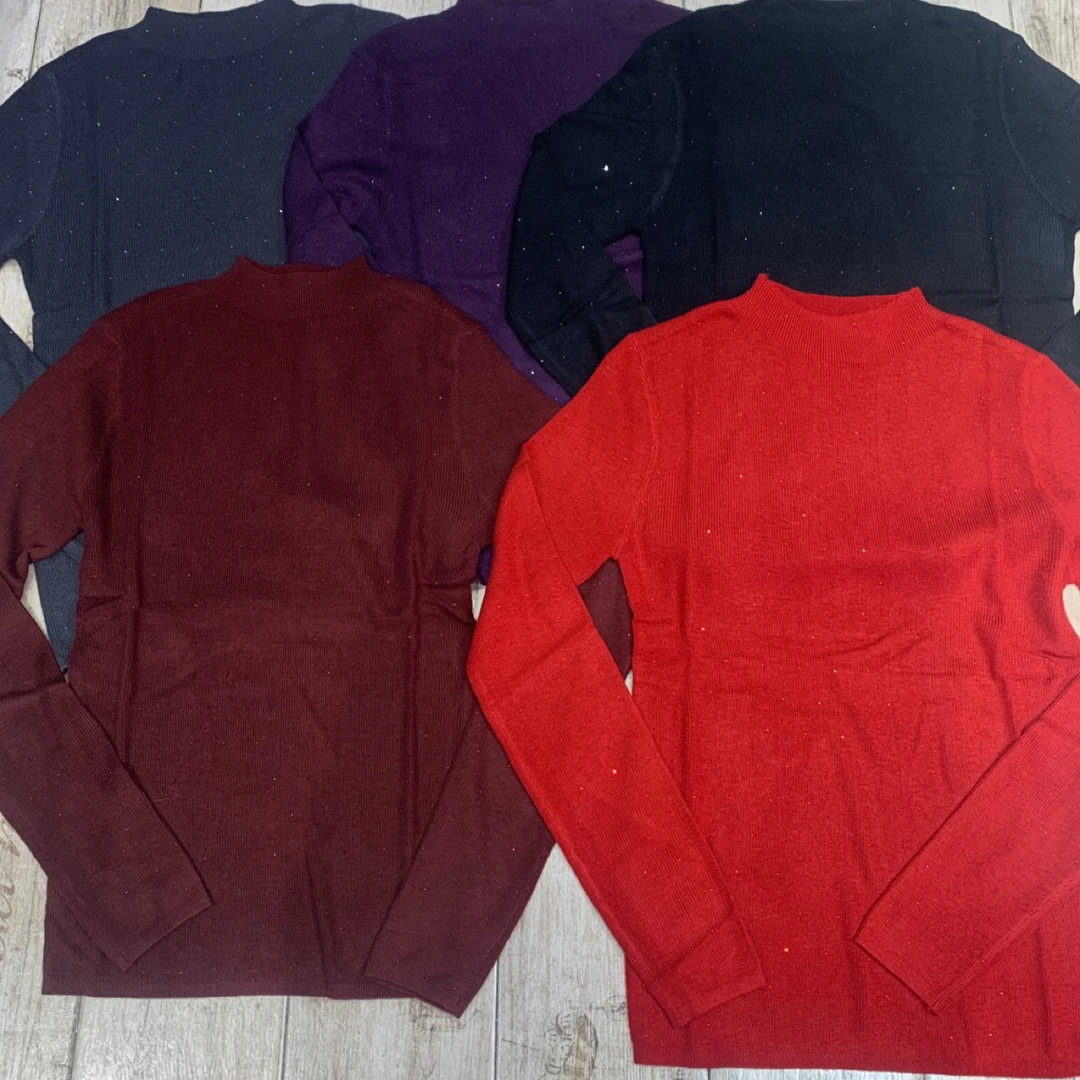 南韩高货满天星半高领长袖红色时尚套头毛衣打底衫上衣