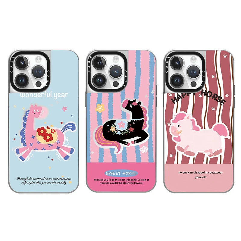 马年新款粉色小马iphone17promax手机壳适用苹果16可爱15防摔壳14