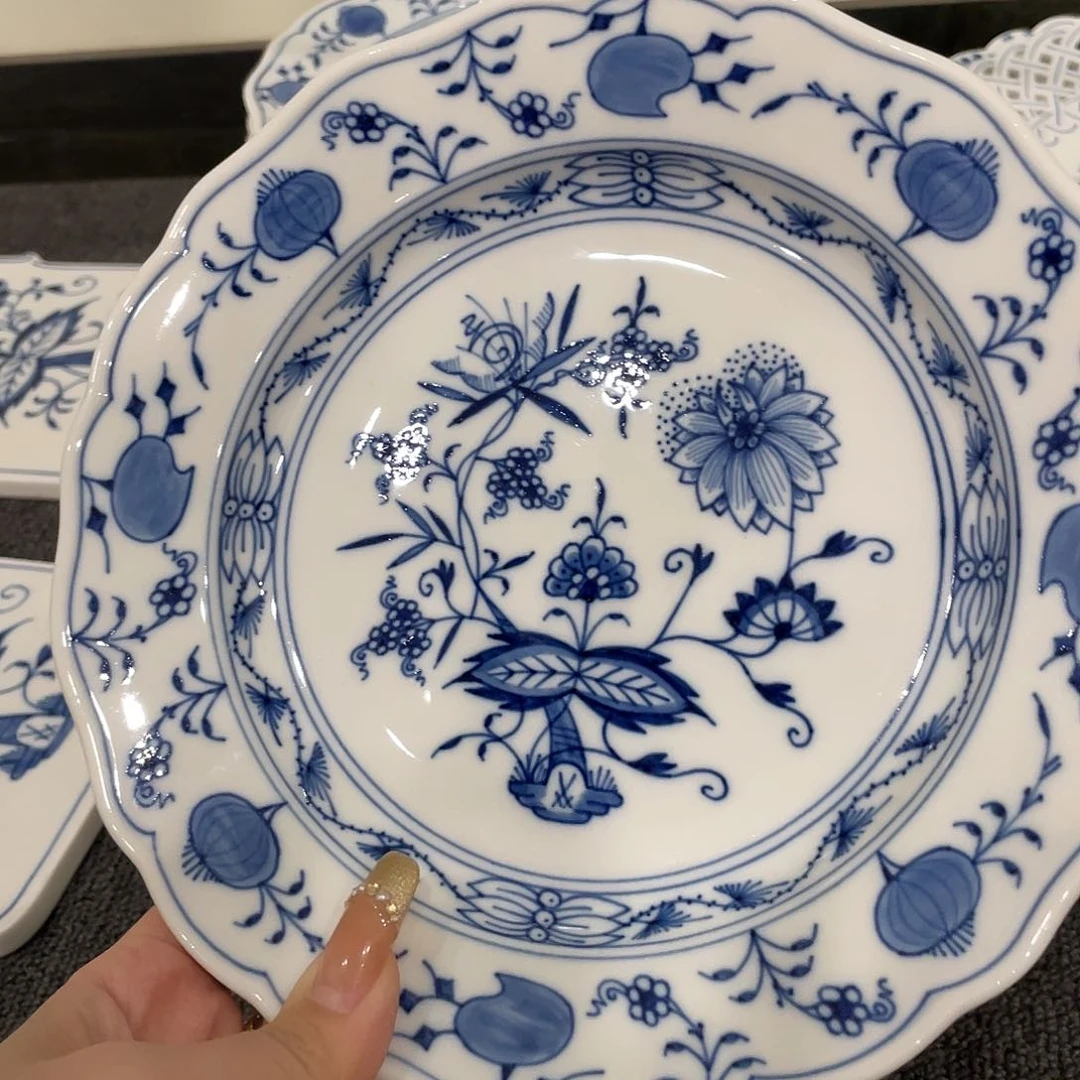 瓷片中古一等蓝洋葱餐盘