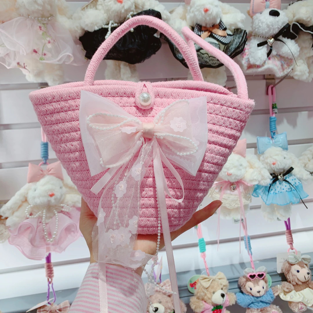 C3658-粉色蝴蝶结飘带包包（单只）【满9.9包邮发货】