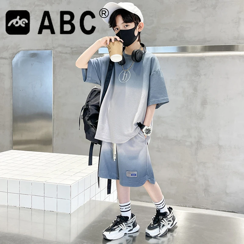 ABC男童夏装套装2025新款儿童夏季短袖运动服大童夏款男孩帅气时