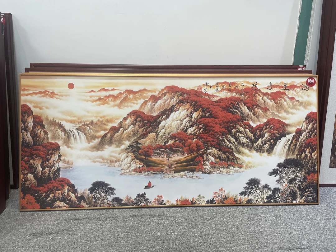 D501新中式180x80cm山水画客厅装饰画沙发背景墙挂画