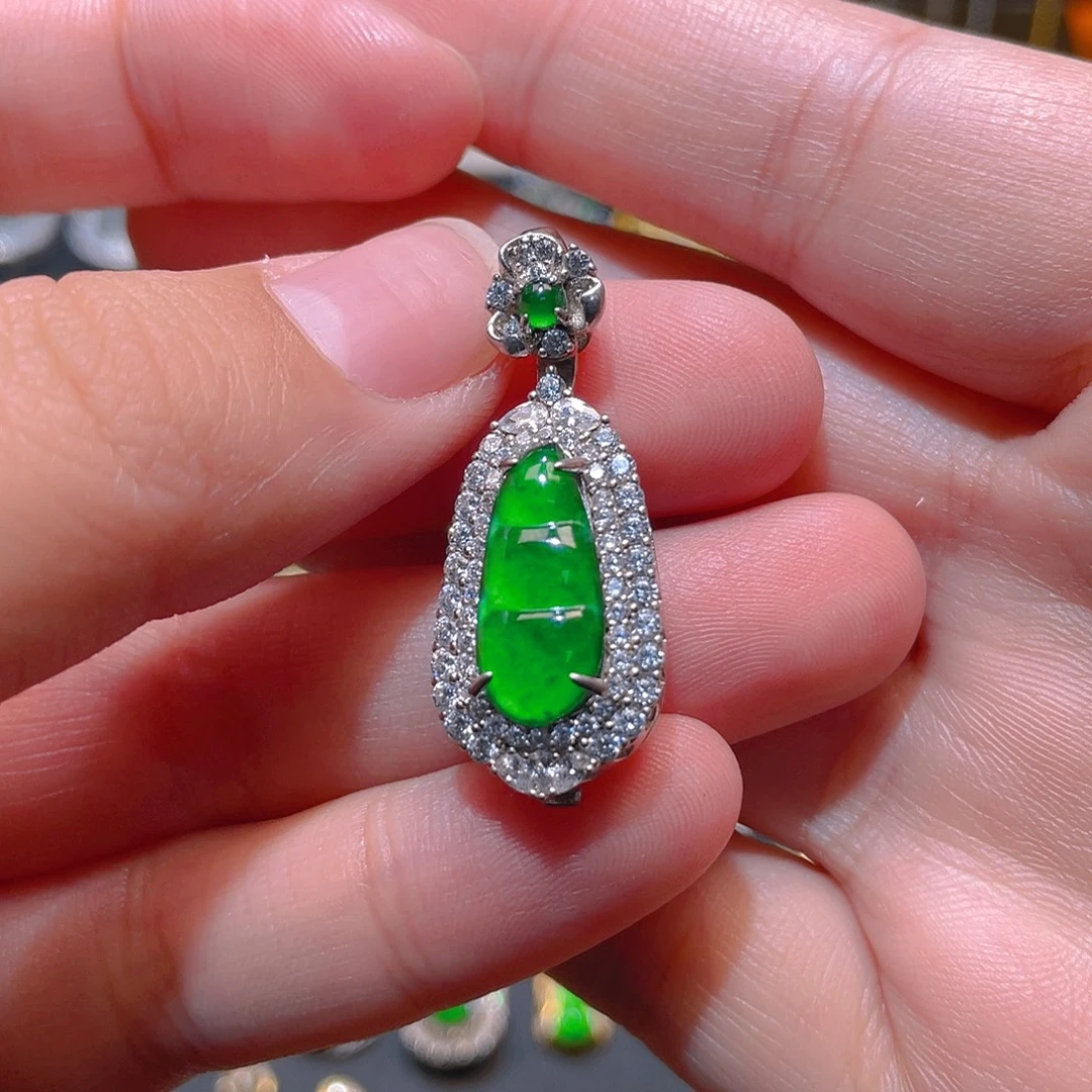 翡翠银S925镶嵌吊坠(不含链)