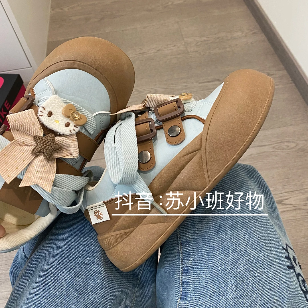 苏小班好物小众原创Kitty大头泡芙鞋女2025新款春季厚底百搭板鞋