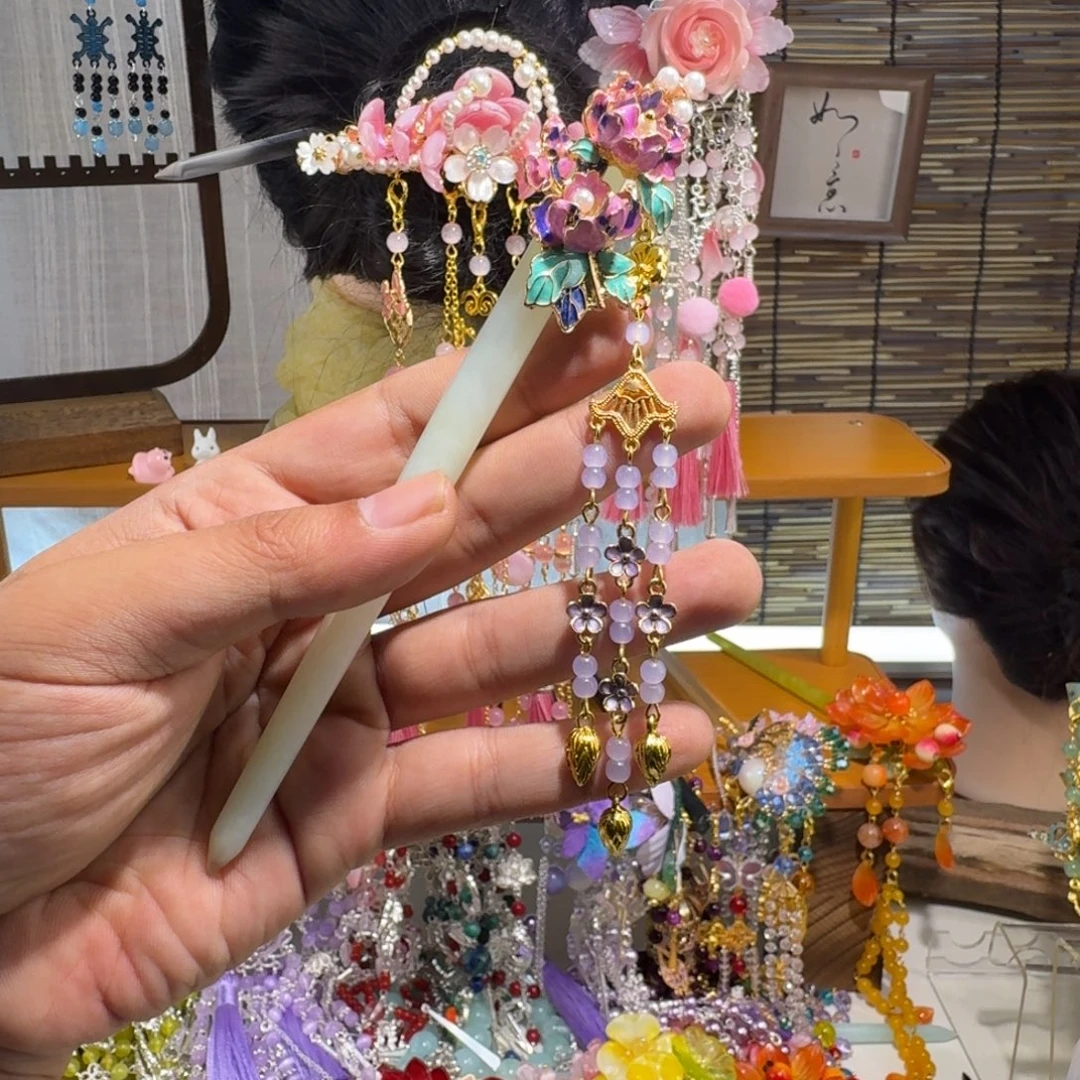 蛇纹石玉合金发饰
