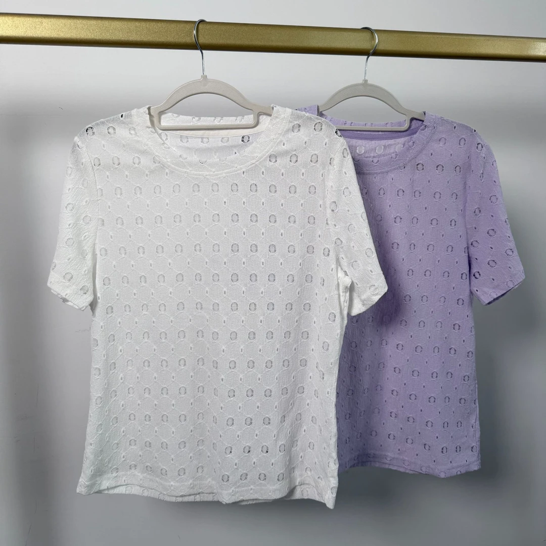 D1201 女士夏季镂空洋气薄款短袖