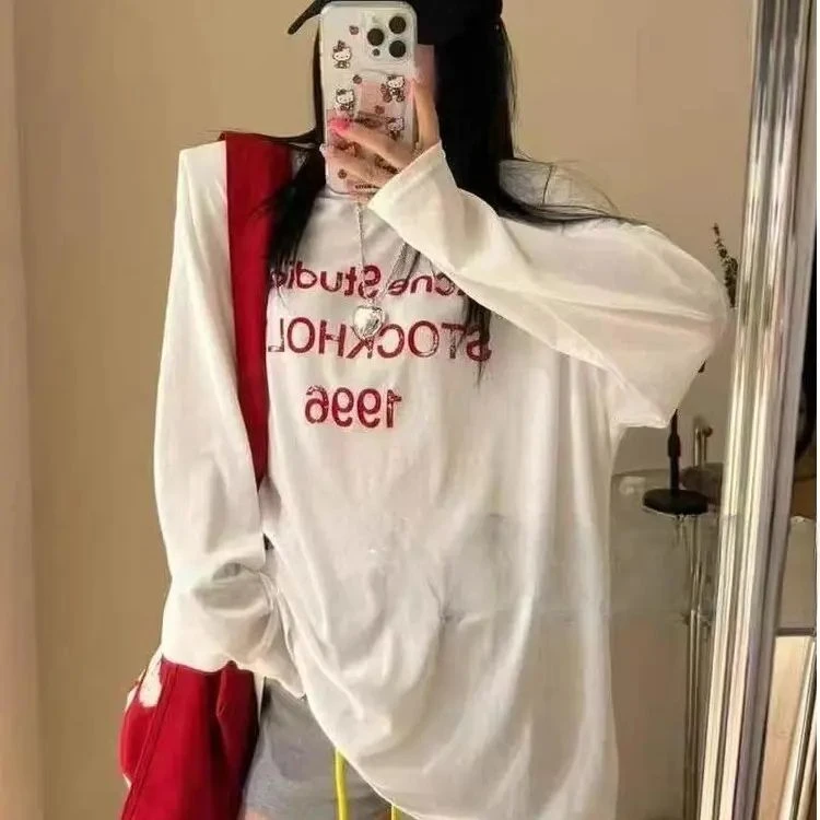 小众t恤白色洋气短袖莱赛尔雪花年夏季恤宽松薄款衣空调罩衣长袖