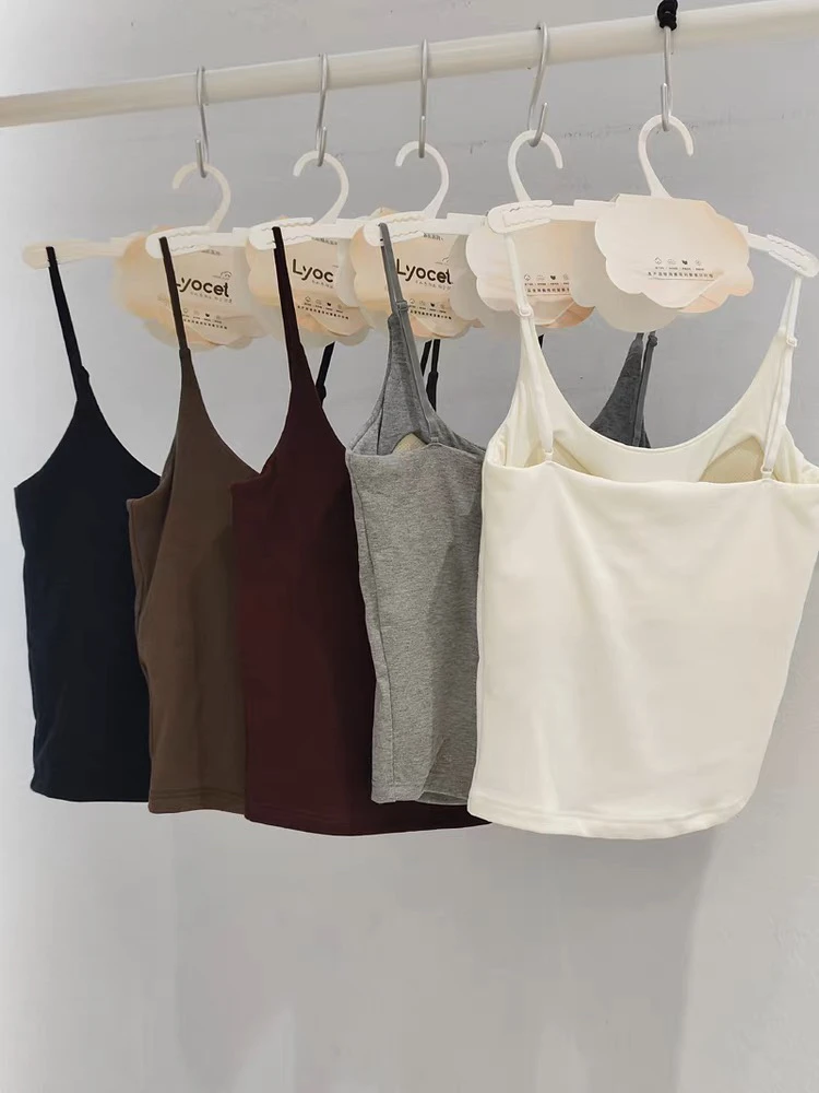 55567新款纯色带胸垫吊带背心女夏季修身显瘦外穿内搭美背上衣