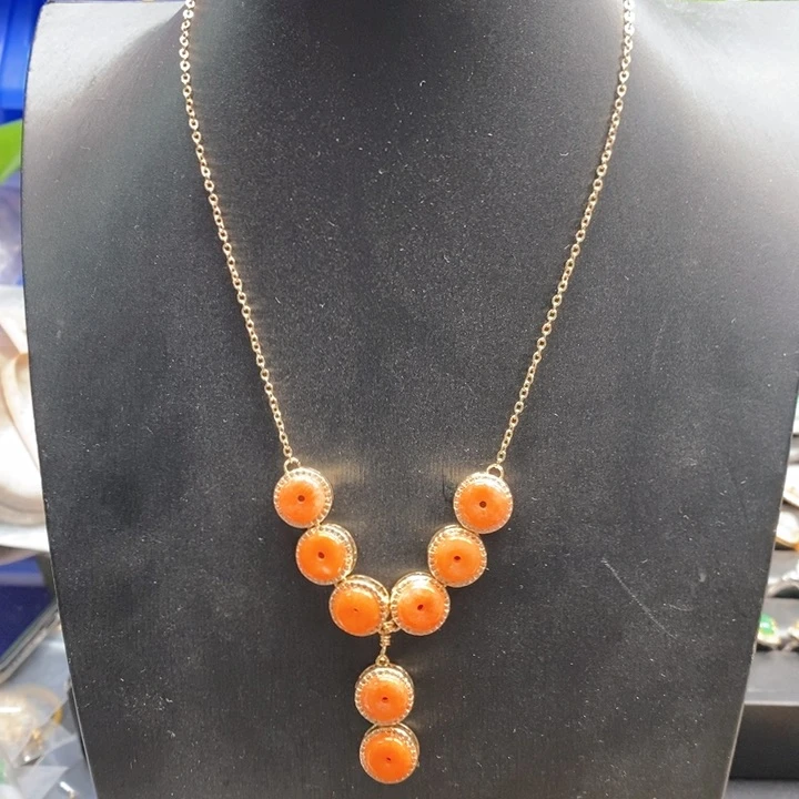 翡翠颈饰合金红翡平安扣项链