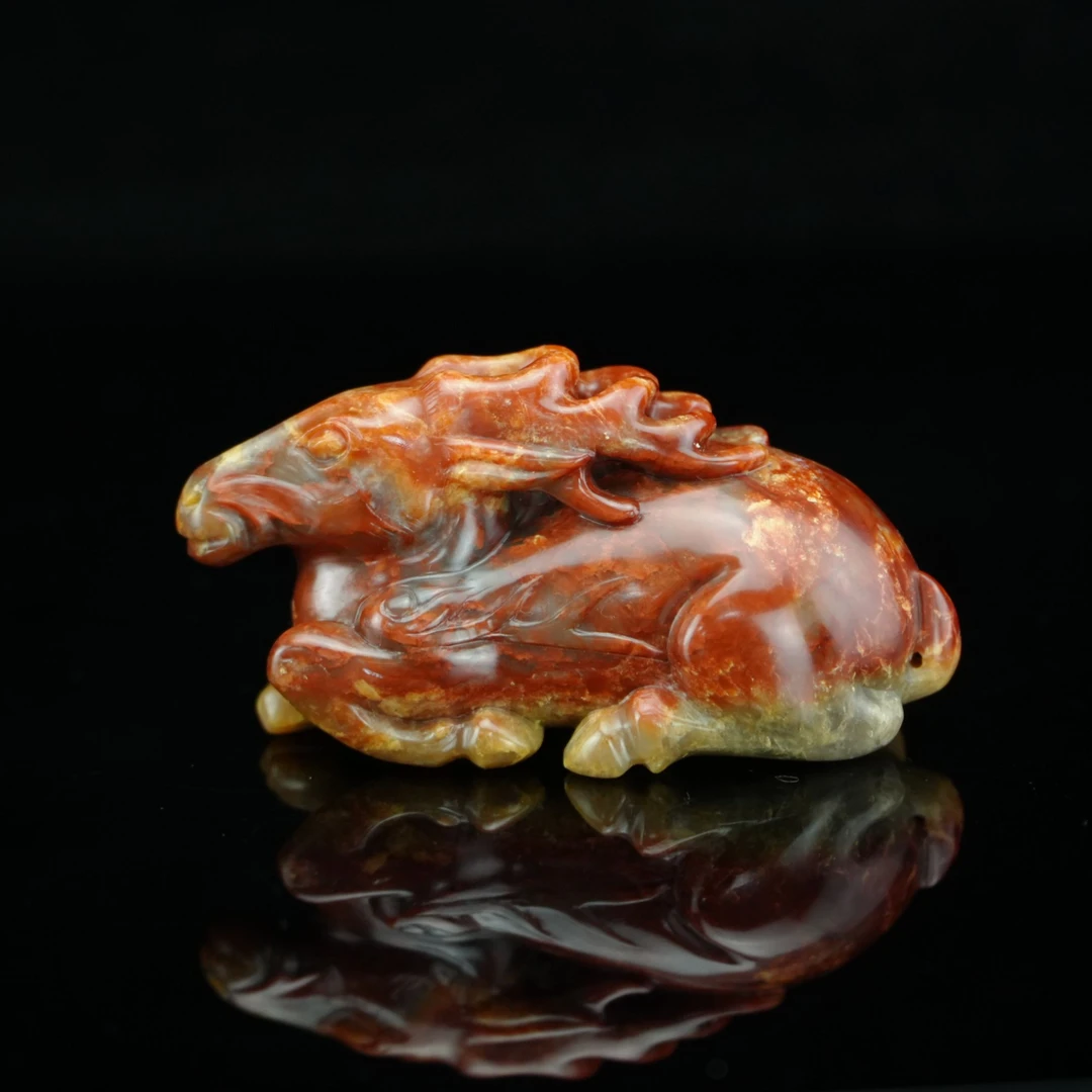 寿山石 花坑鹿把件  /盛和 SHW40323 91.52g