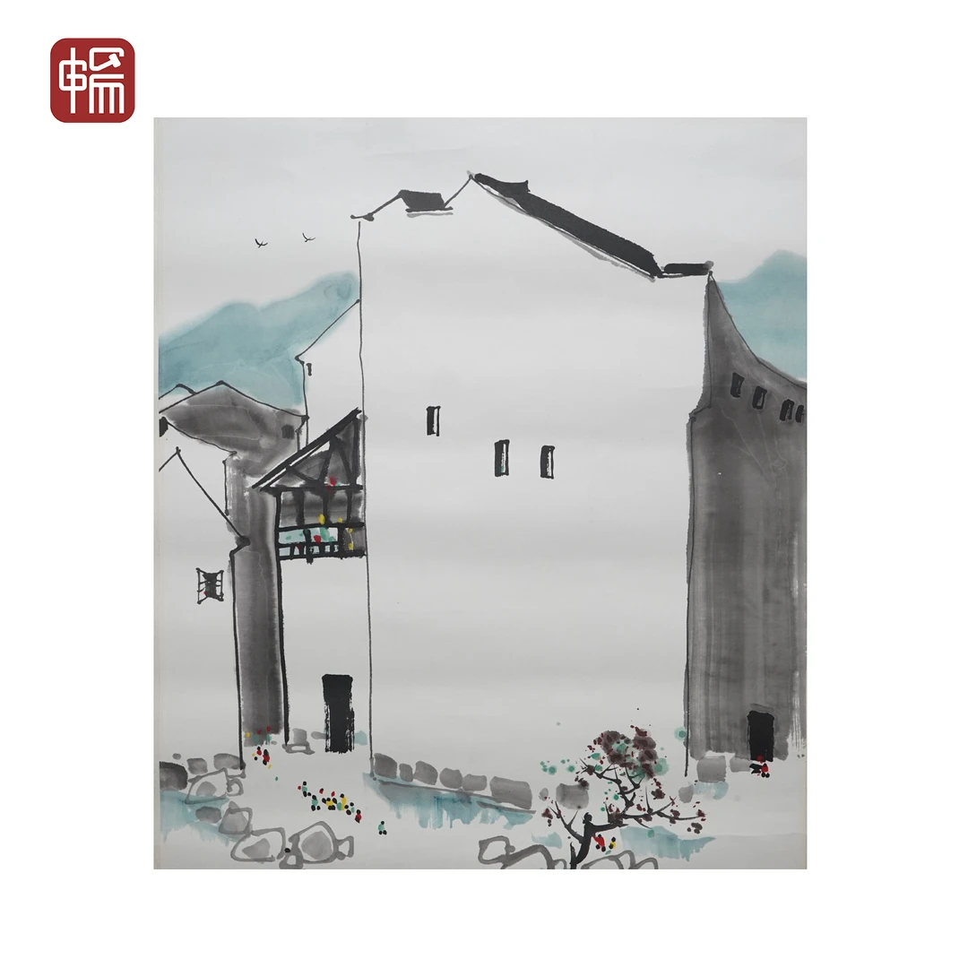 JL042《皖南人家》 59*48（2.54平尺）纸本镜片YM