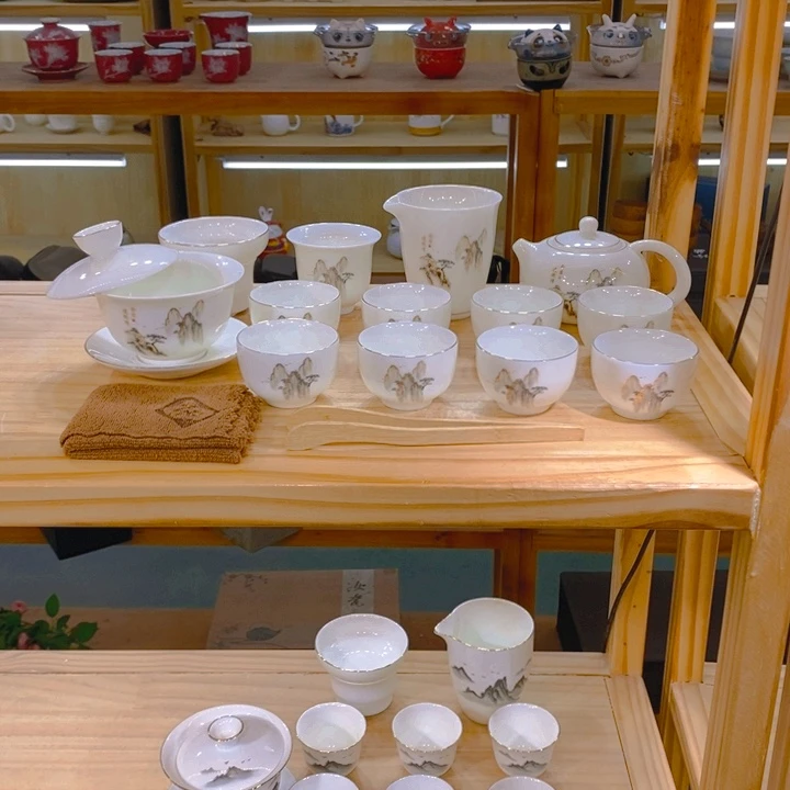 【不止】羊脂玉瓷茶具套装