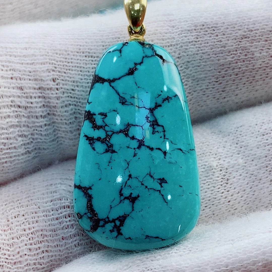 绿松石18K金镶嵌原矿无优化