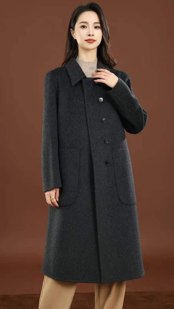 【090-专属】新款单排扣长款加厚双面羊毛纯手工大衣宽松双面呢